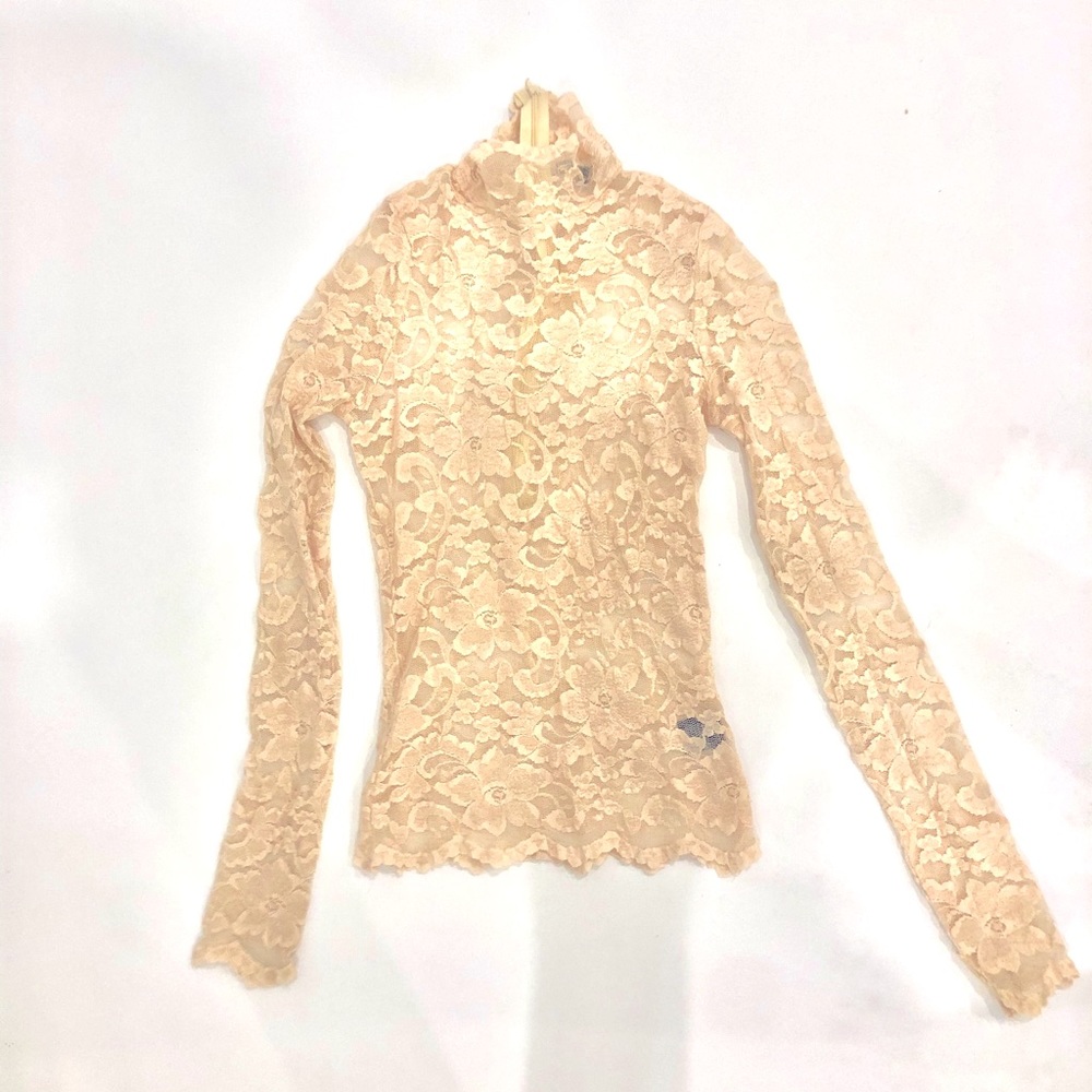 Arden B Lace Turtleneck Long Sleeve Size Small